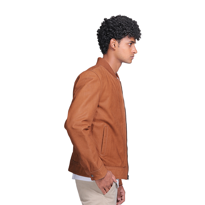 Eugene Brown Suede Leather Bomber Jacket - view 3
