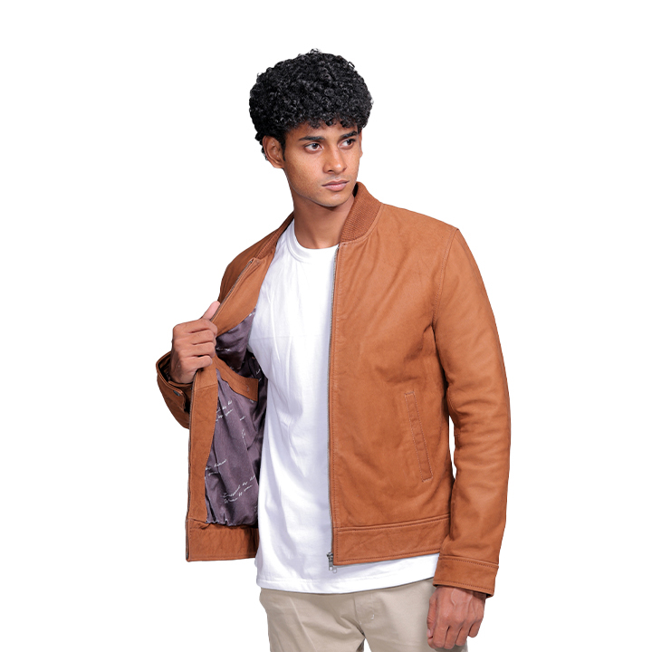 Eugene Brown Suede Leather Bomber Jacket - view 4