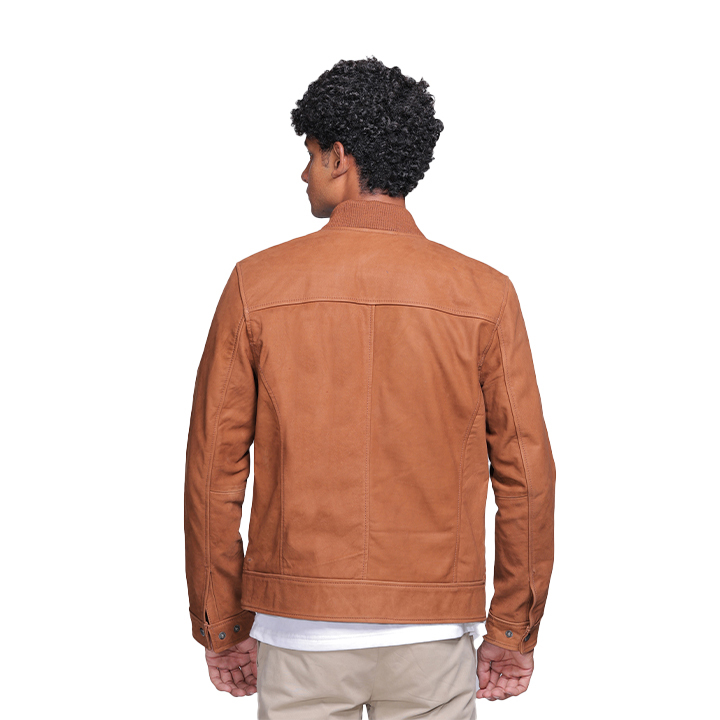 Eugene Brown Suede Leather Bomber Jacket - view 5