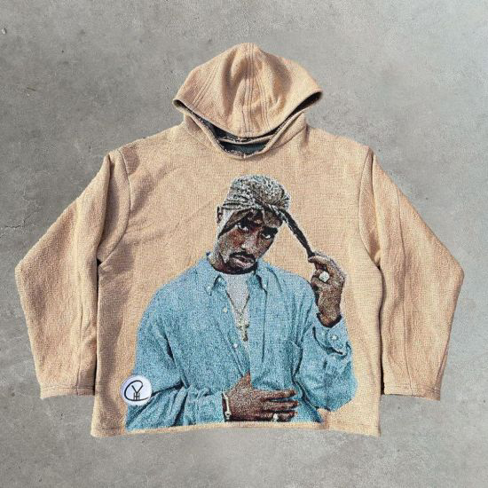Clothing Manufacturers Custom Streetwear Thick Hoodies  Men′s Woven Tapestry Hoodie Sweater Hoodie