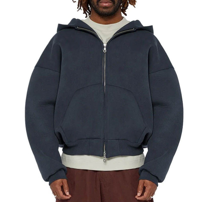Custom Zip up Hoodie Unisex Boxy Zipper Blanks 500 Gsm  Heavyweight Fleece 