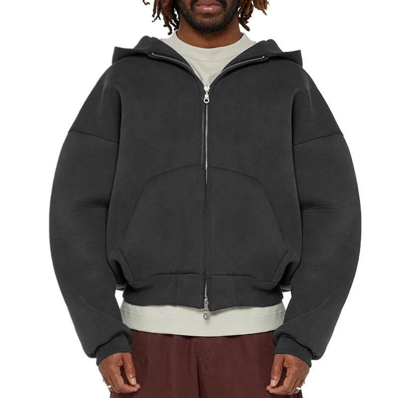 Custom Zip up Hoodie Unisex Boxy Zipper Blanks 500 Gsm  Heavyweight Fleece  - view 2