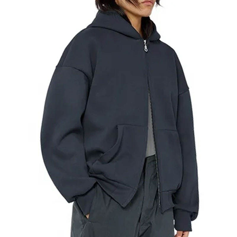 Custom Zip up Hoodie Unisex Boxy Zipper Blanks 500 Gsm  Heavyweight Fleece  - view 3