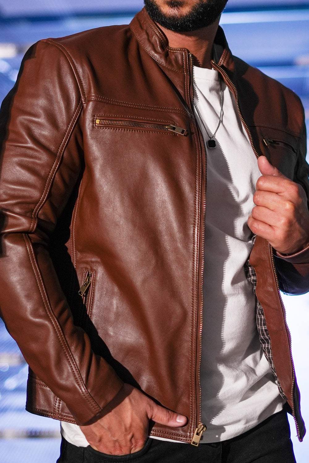  Modern Bomber Jacket with Multiple Zipped Pockets and Cuffs