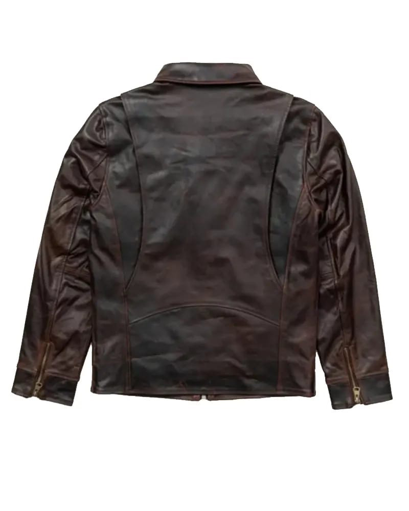 Men’s Flight Leather Jacket Made Of Leather And Has  A Stylish Shirt-Style Collar. - view 2