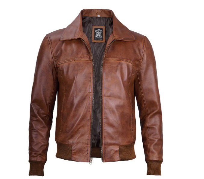 Men's Distressed Leather Bomber Jacket Men's Distressed Leather Bomber Jacket