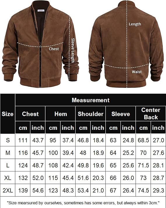 Men's Casual Varsity Jacket Vintage Lightweight Suede Bomber Jackets - view 4