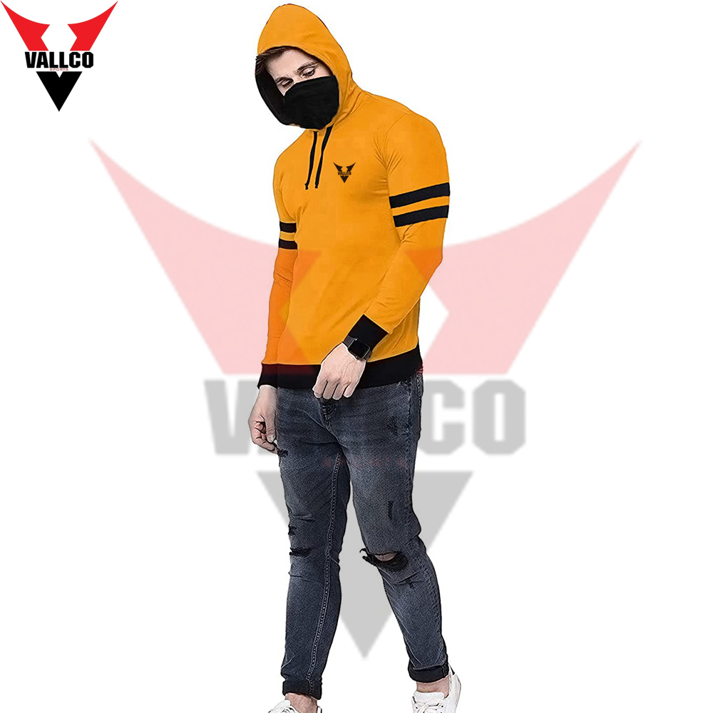 Yellow Black Contrast Color New Arrival Fully Customized Made Men Outer Wear Hoodies - view 2