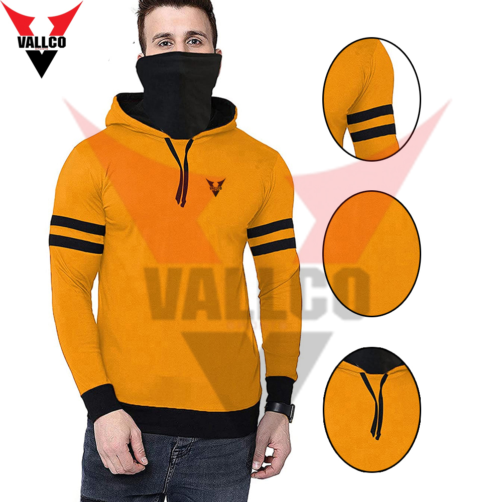Yellow Black Contrast Color New Arrival Fully Customized Made Men Outer Wear Hoodies - view 5