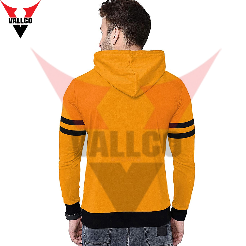 Yellow Black Contrast Color New Arrival Fully Customized Made Men Outer Wear Hoodies - view 9