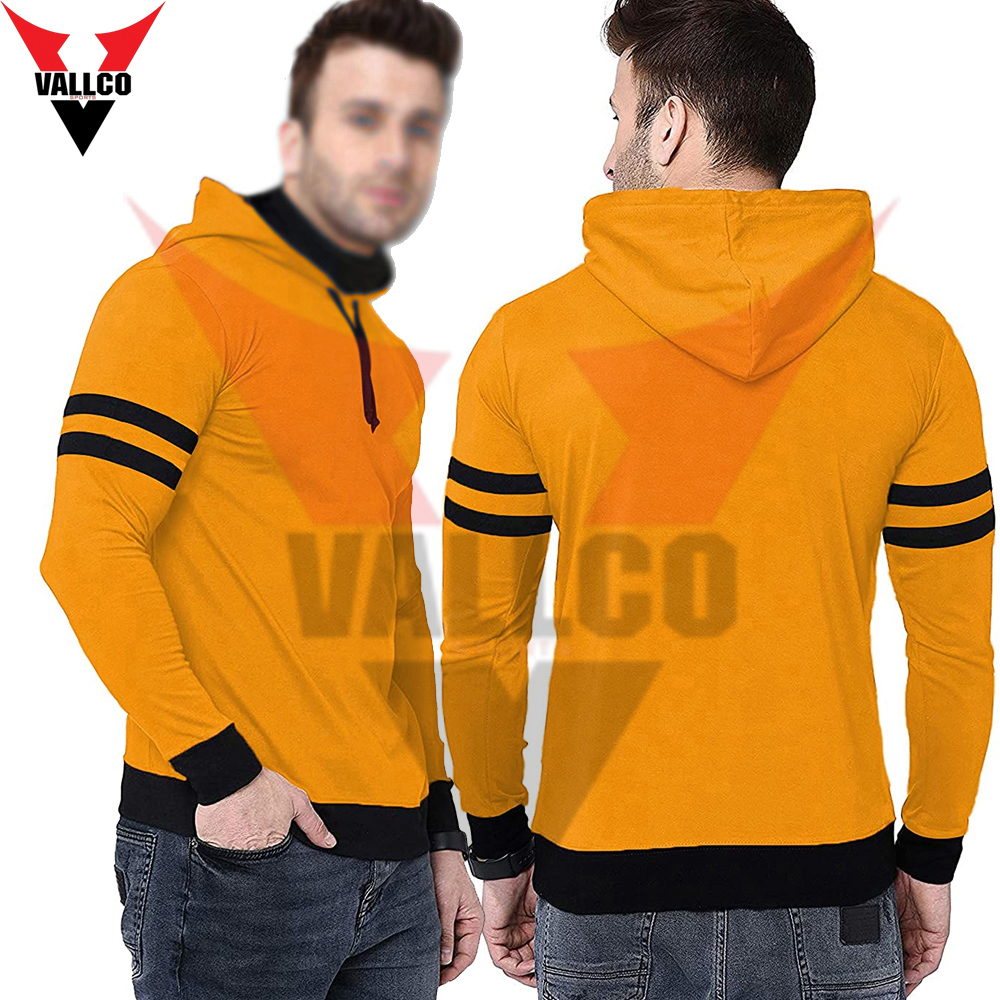 Yellow Black Contrast Color New Arrival Fully Customized Made Men Outer Wear Hoodies - view 10