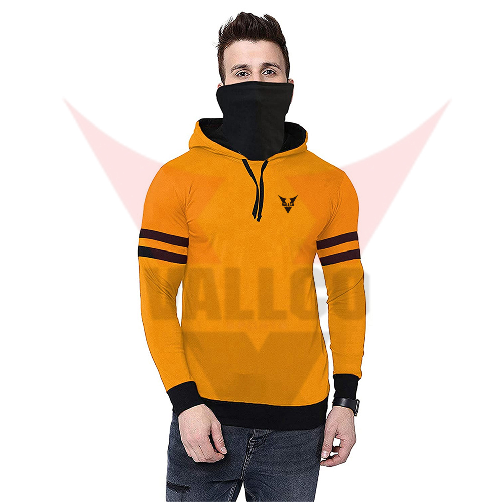 Yellow Black Contrast Color New Arrival Fully Customized Made Men Outer Wear Hoodies - view 17
