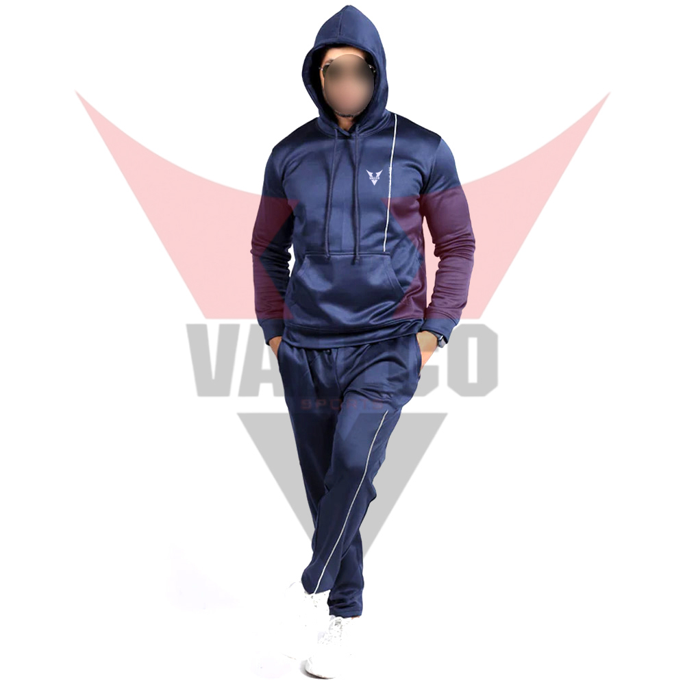 Street Wear Blue Color  Pullover Style With Hood Highest Quality Men Outer Wear Tracksuits