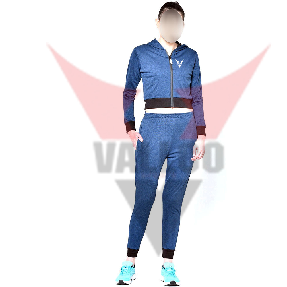 Zipper Style Blue Black 2 Piece Plus Size  Fitness Gym Wear Workout Clothing For Women Tracksuit