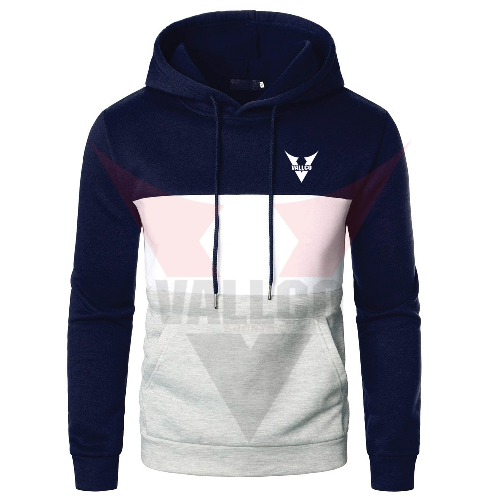 Blue White Contrast Color Soft Touch Fabric Highest Quality Street Wear Solid Pattern Hoodies 