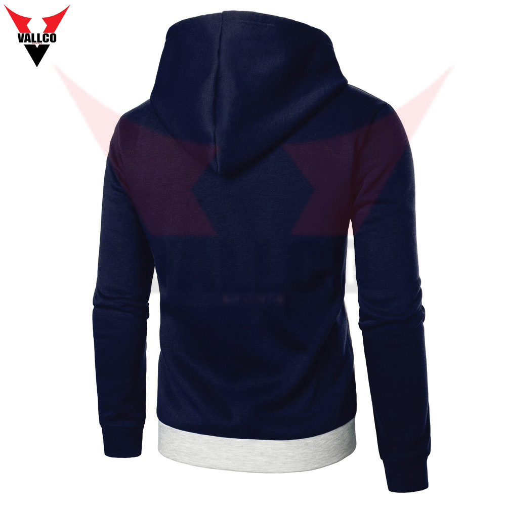 Blue White Contrast Color Soft Touch Fabric Highest Quality Street Wear Solid Pattern Hoodies  - view 10