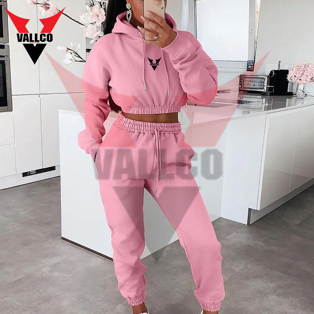 In Solid Color Best Quality Women Casual 2 Piece Outfits Tracksuit Long Sleeve Crop Tops Pants Sets - view 6