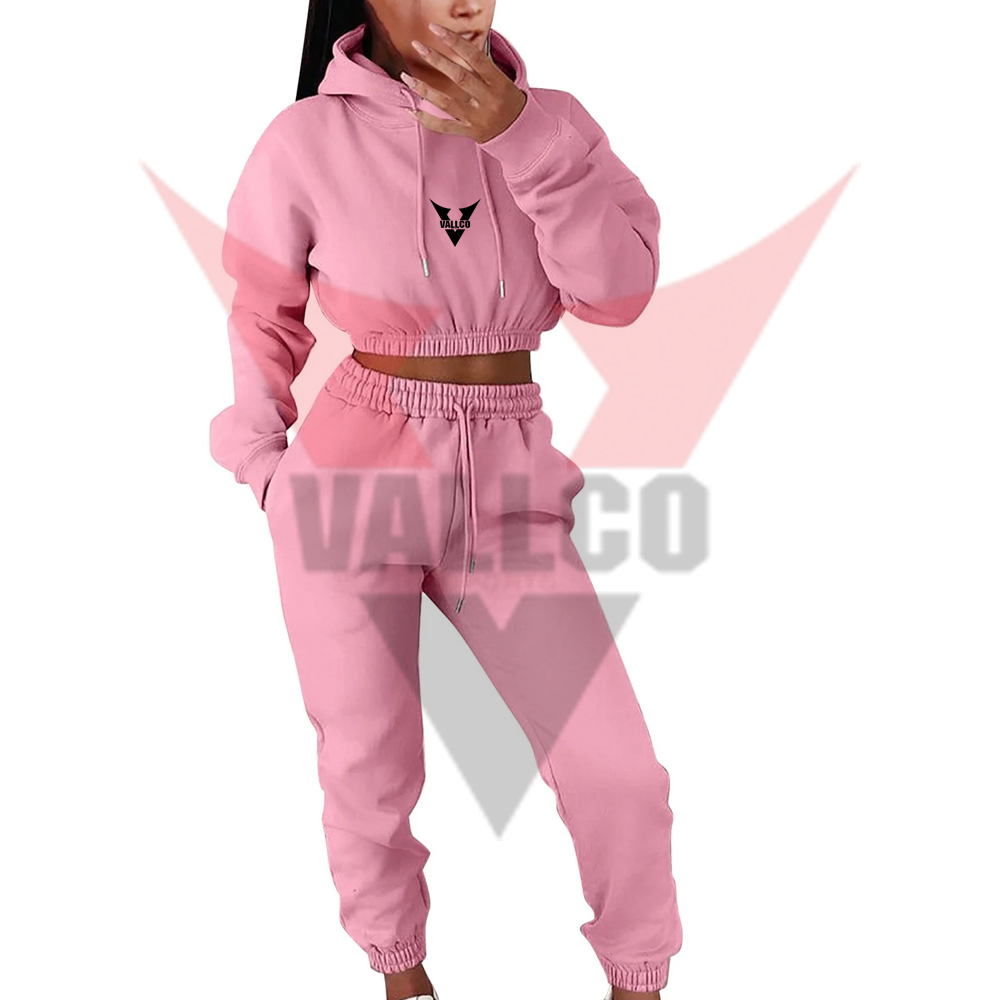 In Solid Color Best Quality Women Casual 2 Piece Outfits Tracksuit Long Sleeve Crop Tops Pants Sets - view 14