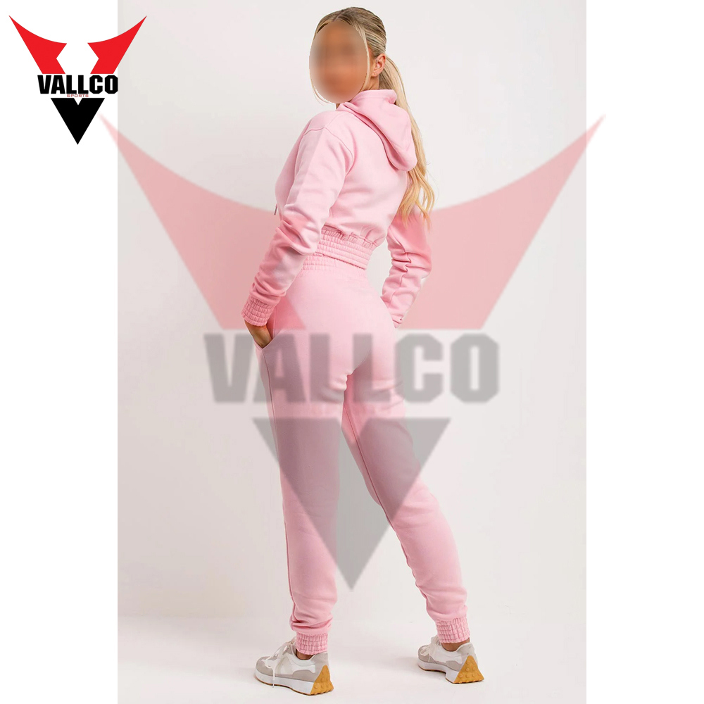 Best Quality Casual 2 Piece Outfits Track Set In Light Pink Color Women Wear Crop Tops Tracksuits - view 15