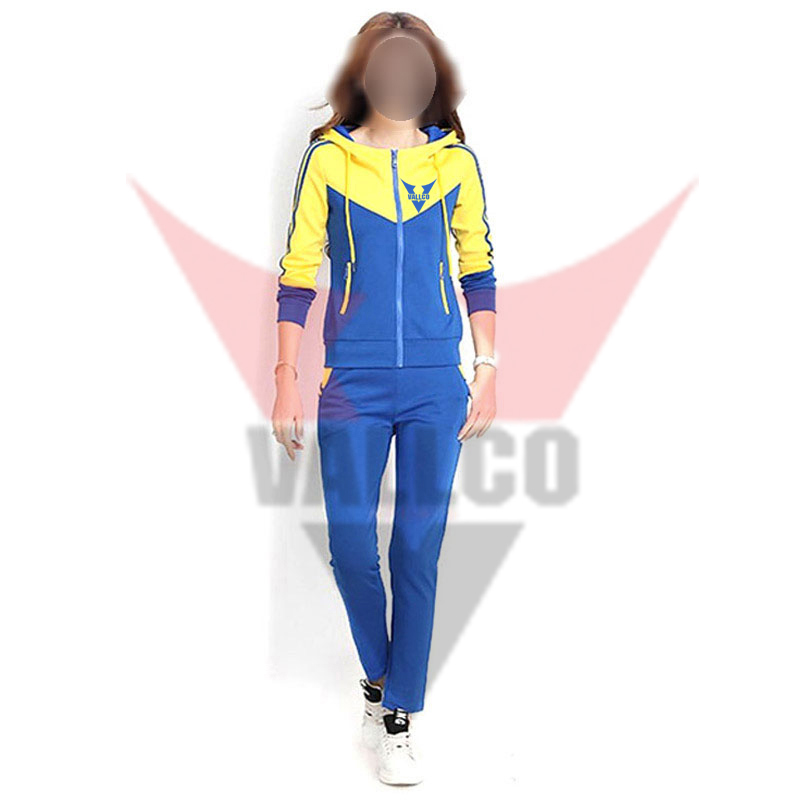 With Hood Blue Yellow High Quality 2 Piece Tracksuit Sets In Reasonable Price Women Tracksuit - view 7