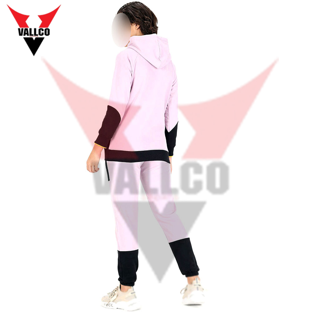 Latest Design Pink And White Contrast Tracksuit Hoodie With Pant 2 Piece Set Women Tracksuit - view 9