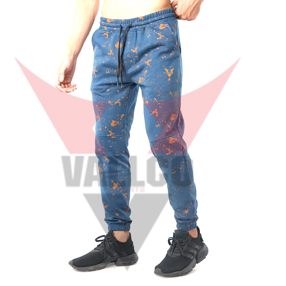 Orange Blue Contrast Color Highest Quality Breathable With Best Price Men Fleece Joggers