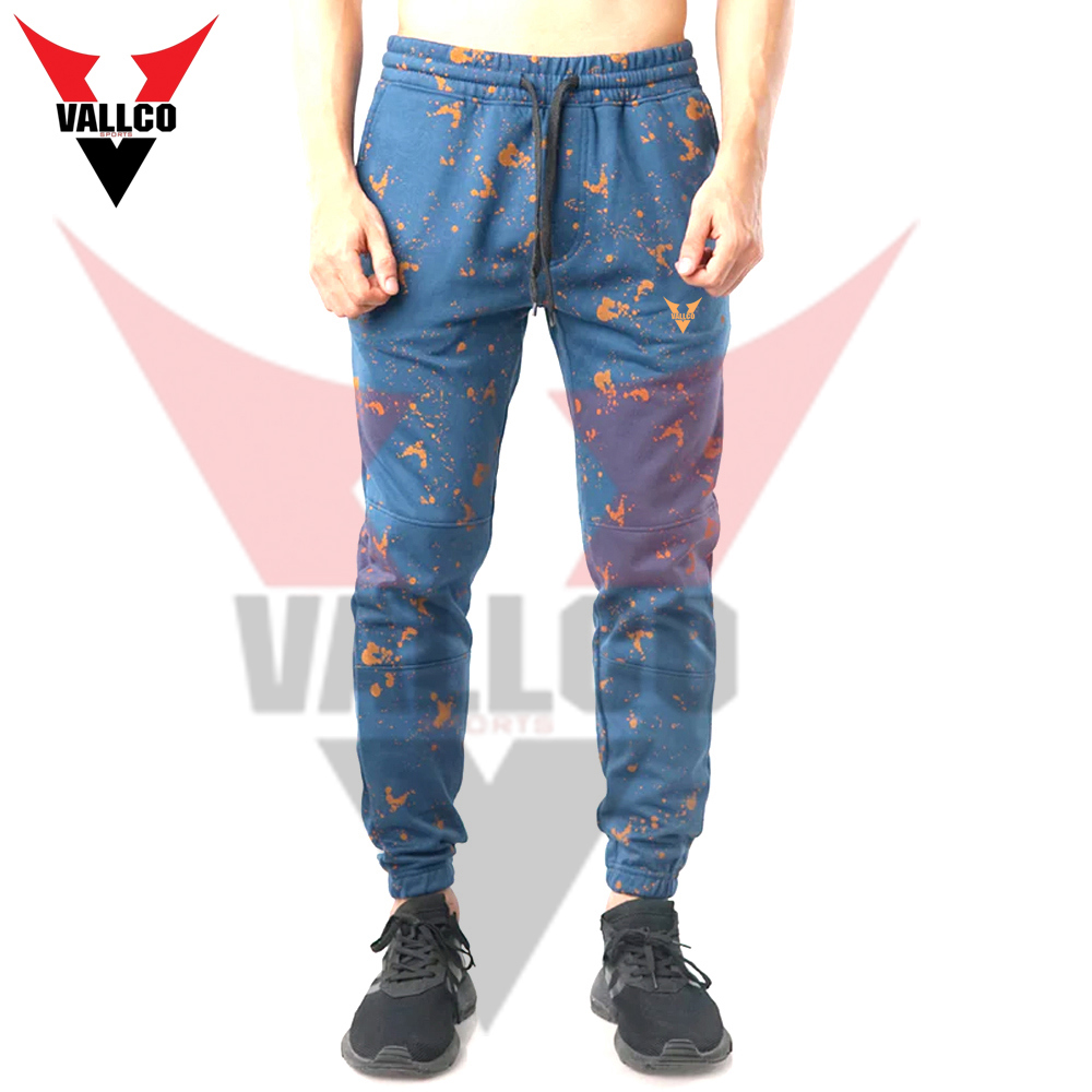 Orange Blue Contrast Color Highest Quality Breathable With Best Price Men Fleece Joggers - view 4