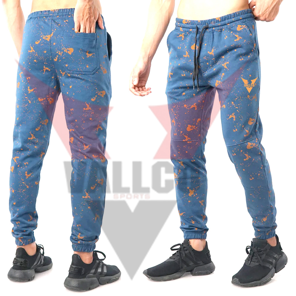 Orange Blue Contrast Color Highest Quality Breathable With Best Price Men Fleece Joggers - view 10