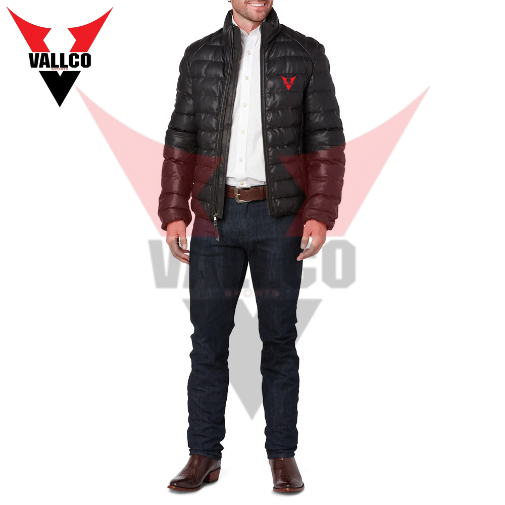 Black Color Full Zipper Style Side Pocket Premium Quality Hand Made Puffer Jackets For Men Wear - view 2