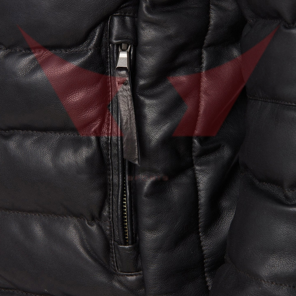 Black Color Full Zipper Style Side Pocket Premium Quality Hand Made Puffer Jackets For Men Wear - view 5