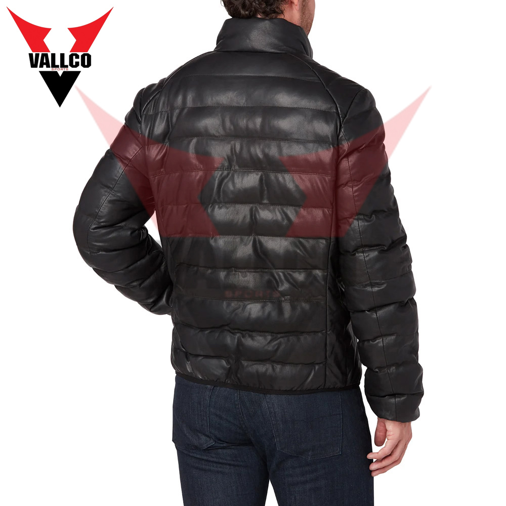 Black Color Full Zipper Style Side Pocket Premium Quality Hand Made Puffer Jackets For Men Wear - view 13