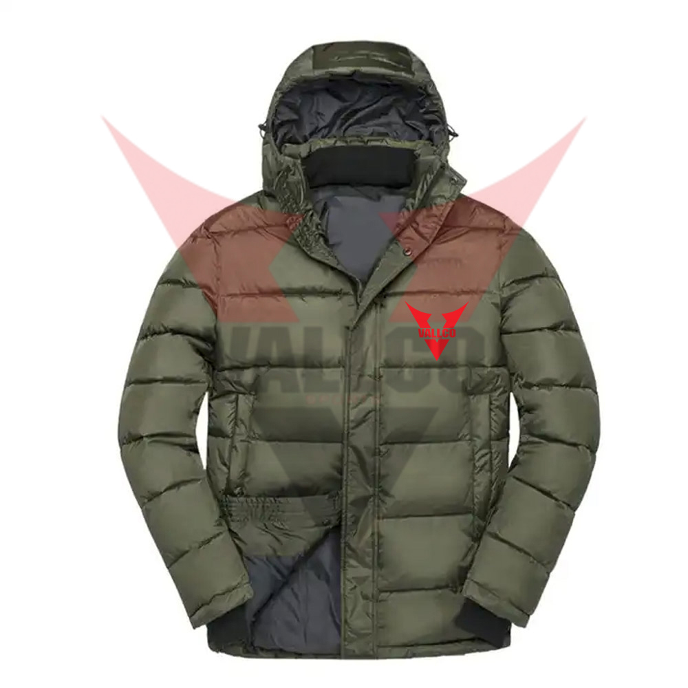 Long Sleeve Full-Zip Water-Resistant Hooded Puffer Jacket Wholesale Rate Puffer Jacket