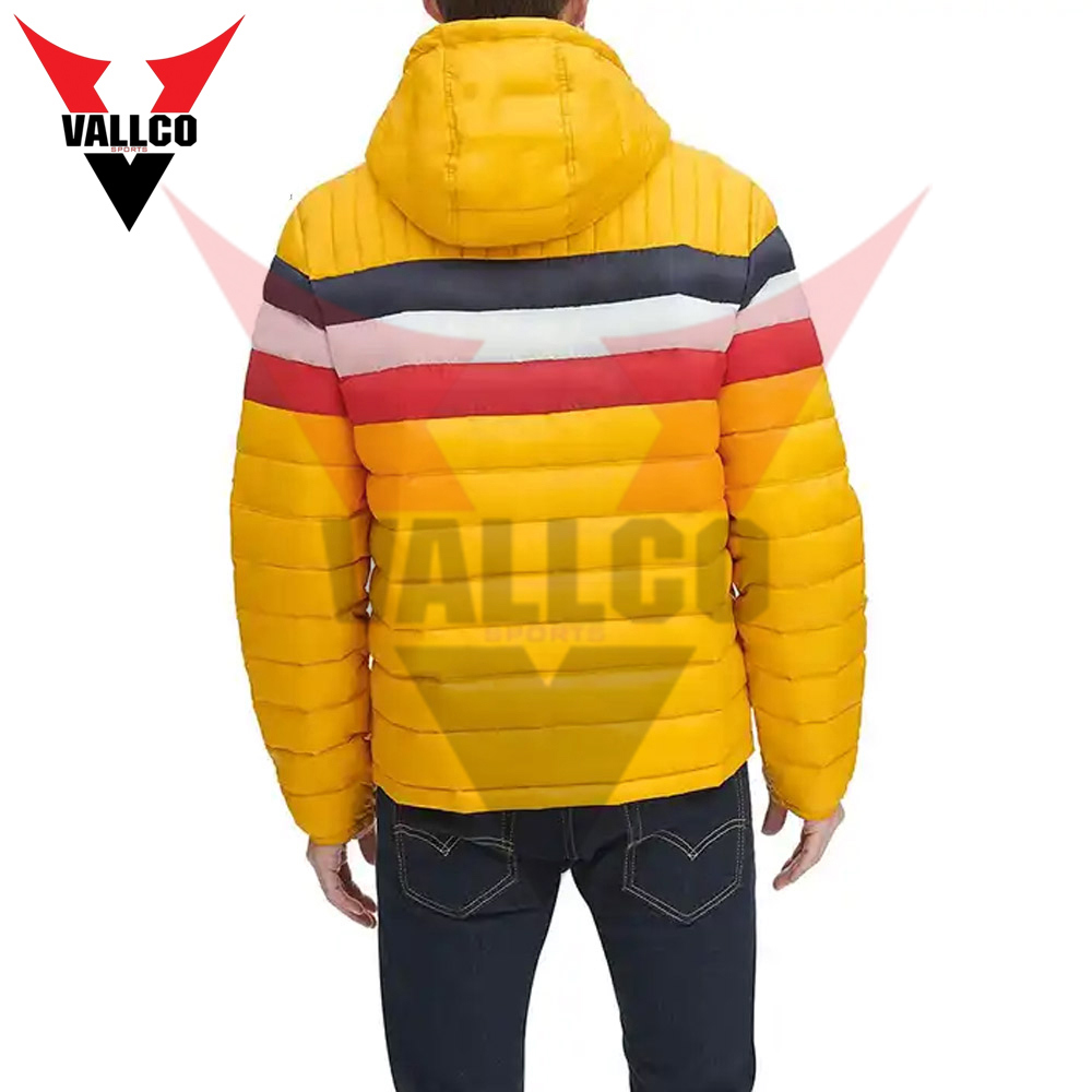 Yellow Color Red Stripe New Style  Winter Thicken Puffer Coat Warm Jacket For Men Wear - view 2