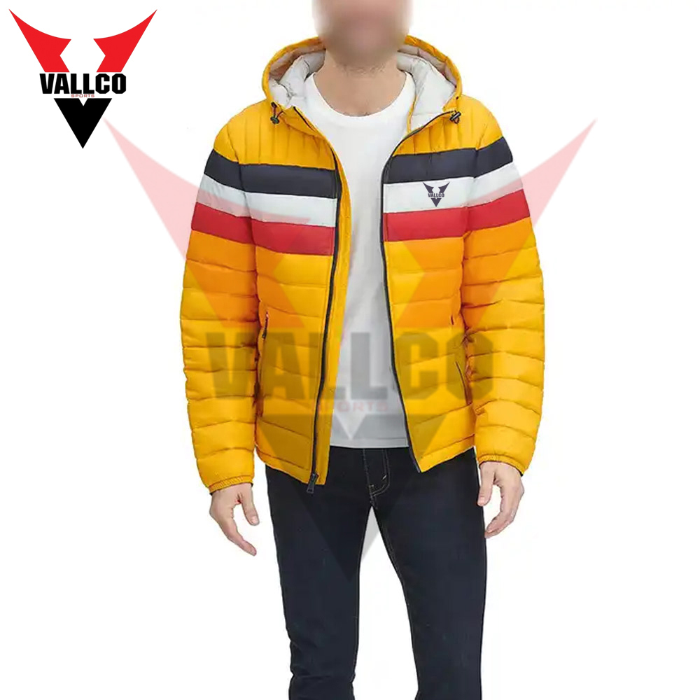 Yellow Color Red Stripe New Style  Winter Thicken Puffer Coat Warm Jacket For Men Wear - view 4