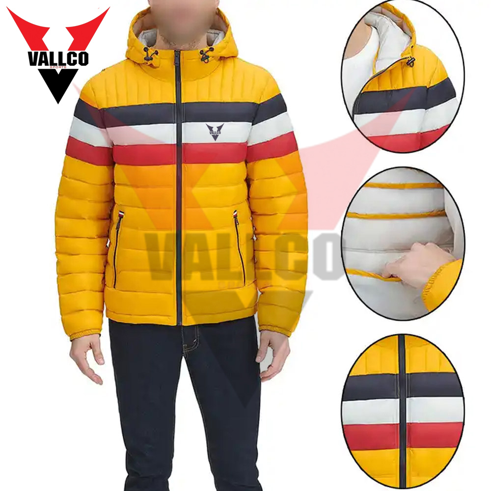 Yellow Color Red Stripe New Style  Winter Thicken Puffer Coat Warm Jacket For Men Wear - view 5