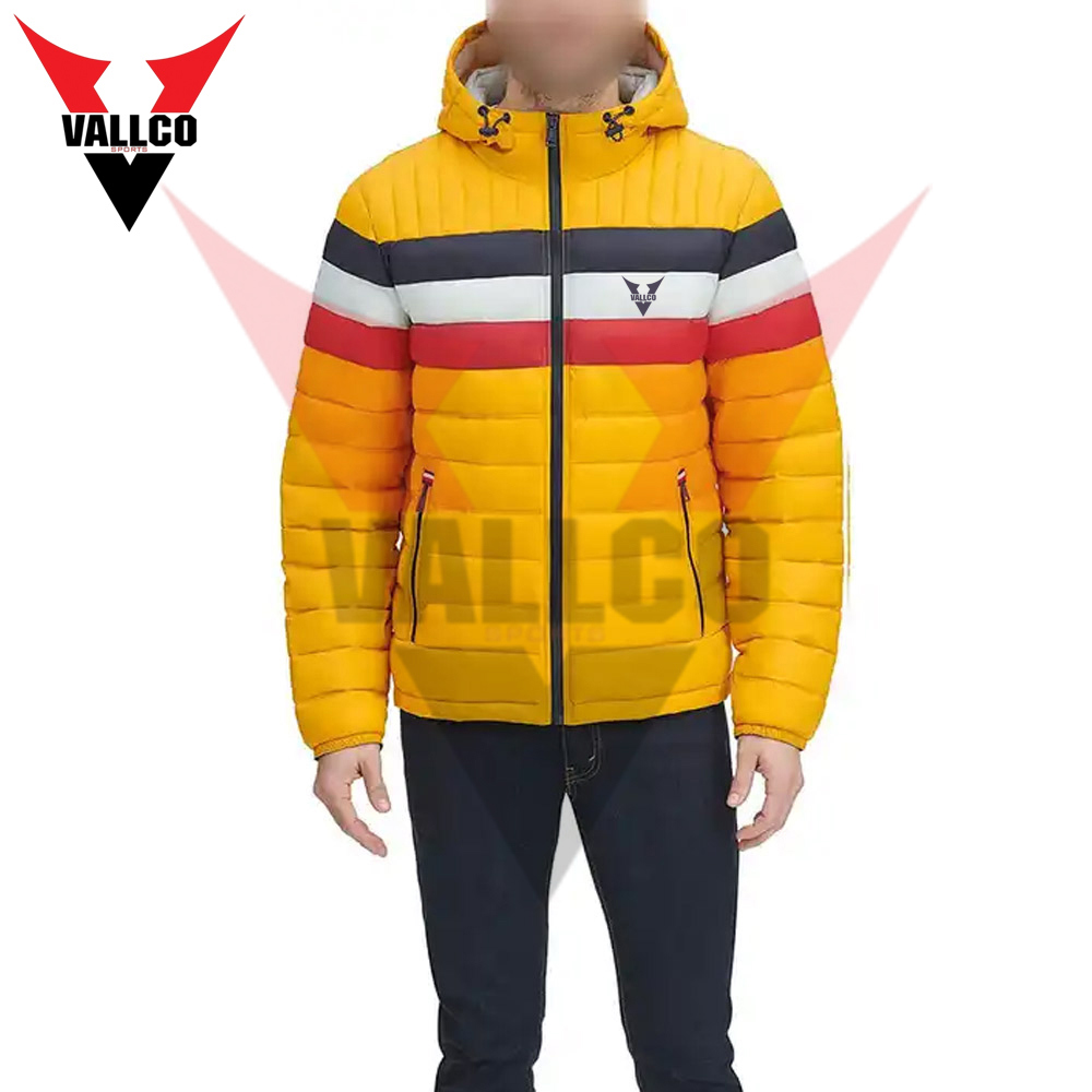 Yellow Color Red Stripe New Style  Winter Thicken Puffer Coat Warm Jacket For Men Wear - view 7