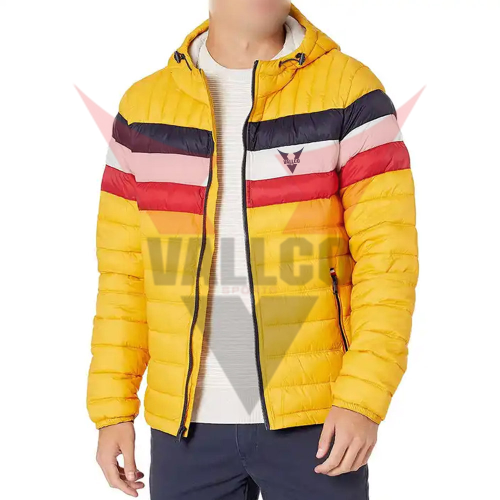 Yellow Color Red Stripe New Style  Winter Thicken Puffer Coat Warm Jacket For Men Wear - view 12