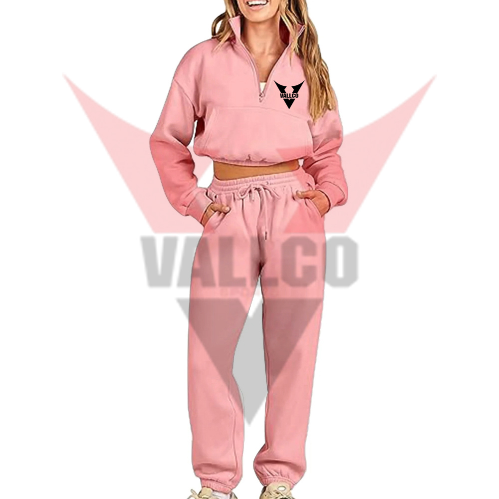 Tracksuit Women Full Set Casual 2 Piece Outfits Plain Long Sleeve Cropped Tracksuits