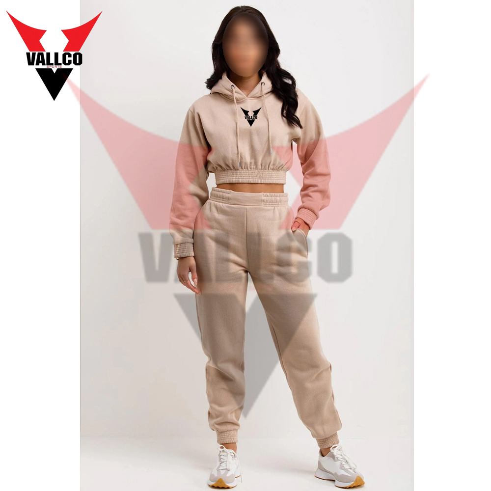 In Beige Color Women Crop Top Tracksuits Top Selling Best Quality 2 Pcs Women Active Wear Set - view 6