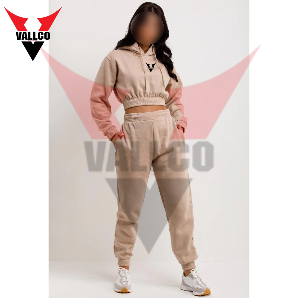 In Beige Color Women Crop Top Tracksuits Top Selling Best Quality 2 Pcs Women Active Wear Set - view 11