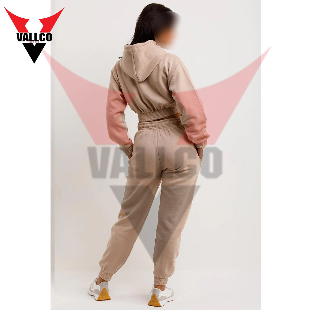 In Beige Color Women Crop Top Tracksuits Top Selling Best Quality 2 Pcs Women Active Wear Set - view 12