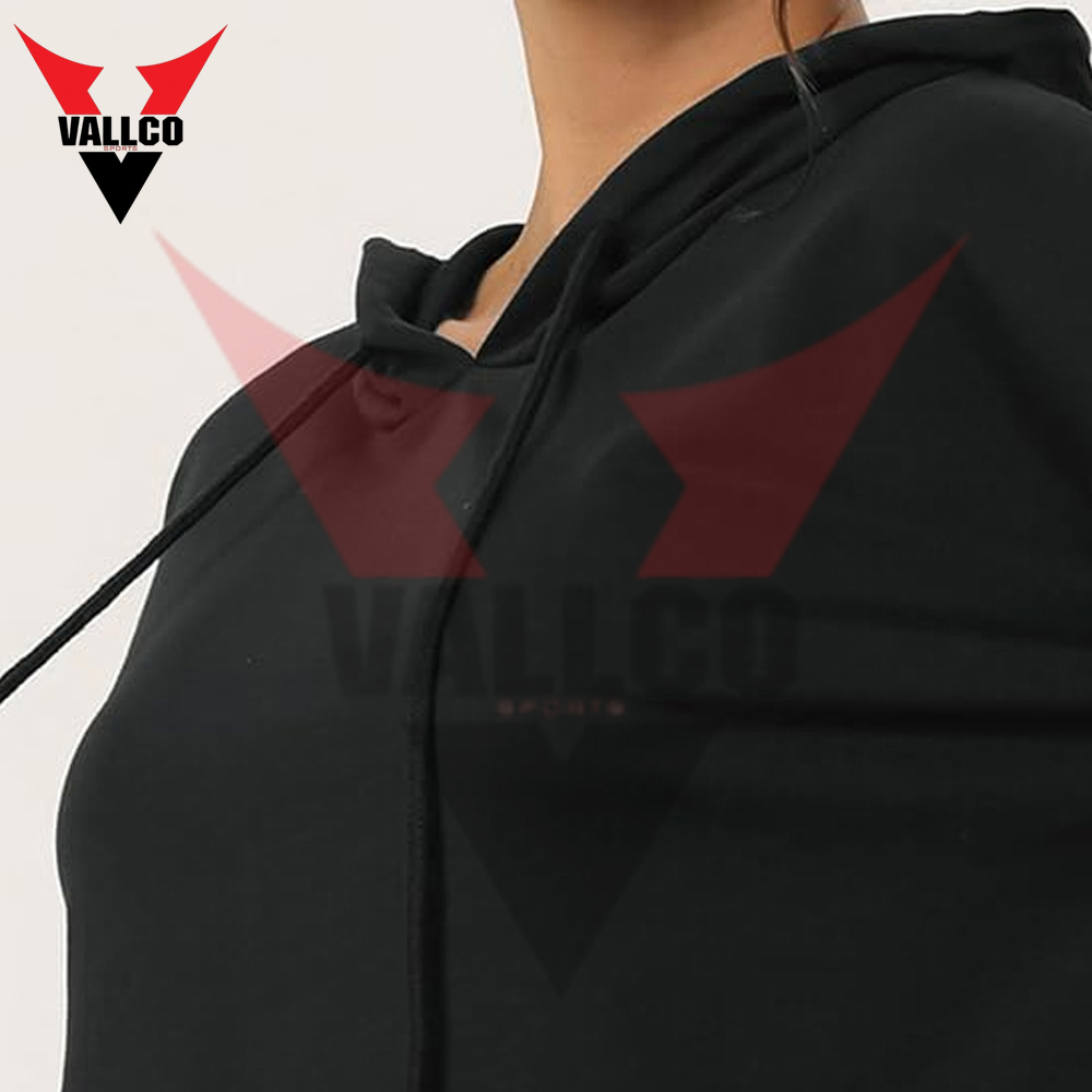 Plain Black Color Long Sleeve Cropped Hoodie And Jogger Sets Casual Wear Women Comfort Fit Outfits - view 15