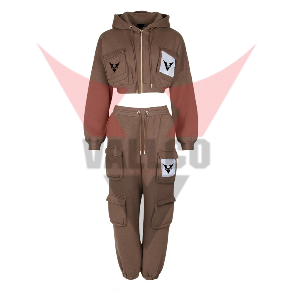 Women Pullover  Casual Wear In Brown Color Best Quality Long Sleeve Crop Top Tracksuits