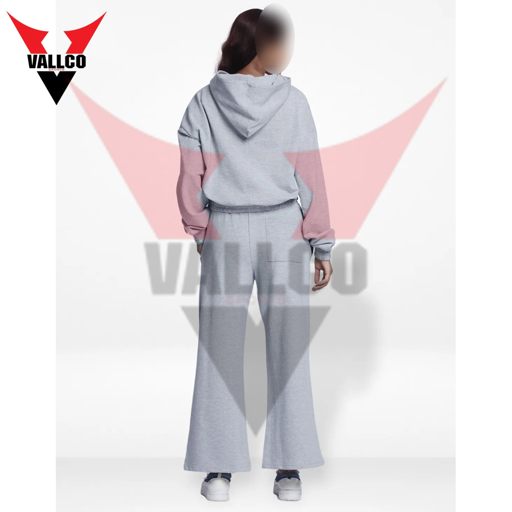 Women Hoodies And Trouser Set In Gray Color Casual Wear Comfort Fit Ladies Gym Crop Tracksuits - view 4