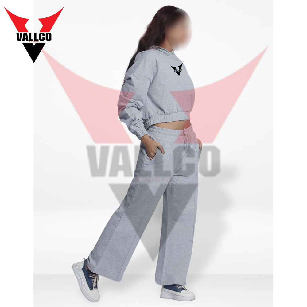 Women Hoodies And Trouser Set In Gray Color Casual Wear Comfort Fit Ladies Gym Crop Tracksuits - view 10