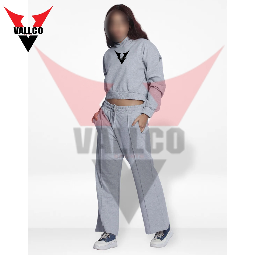 Women Hoodies And Trouser Set In Gray Color Casual Wear Comfort Fit Ladies Gym Crop Tracksuits - view 11
