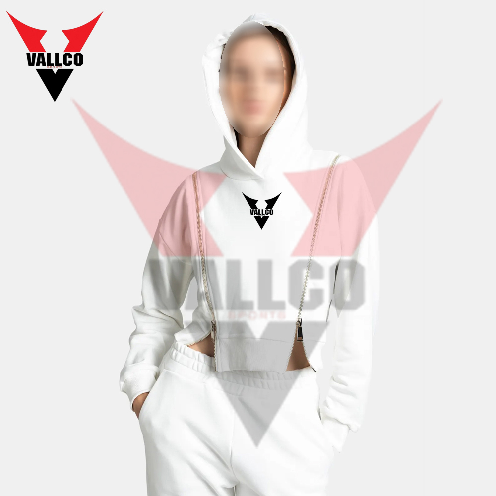 Zip Style In White Color Women Crop Top Tracksuits Long Sleeve Crop Tops And Jogger Tracksuit Set - view 6