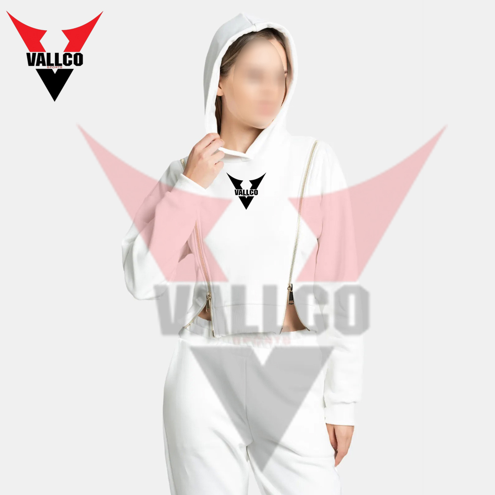 Zip Style In White Color Women Crop Top Tracksuits Long Sleeve Crop Tops And Jogger Tracksuit Set - view 16