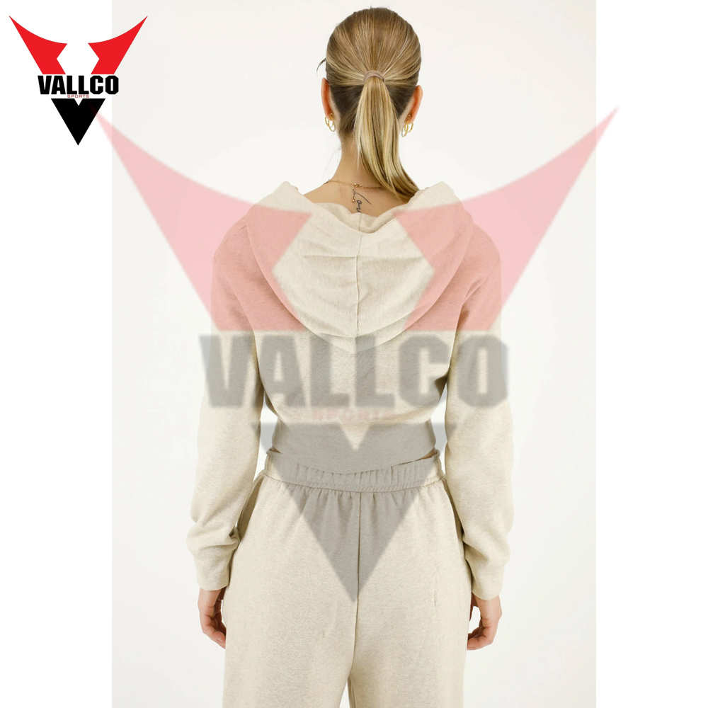 Women Premium Zip Up Cropped Classic Hoodie With Pant Outdoor Ladies Gym Crop Tracksuits - view 6