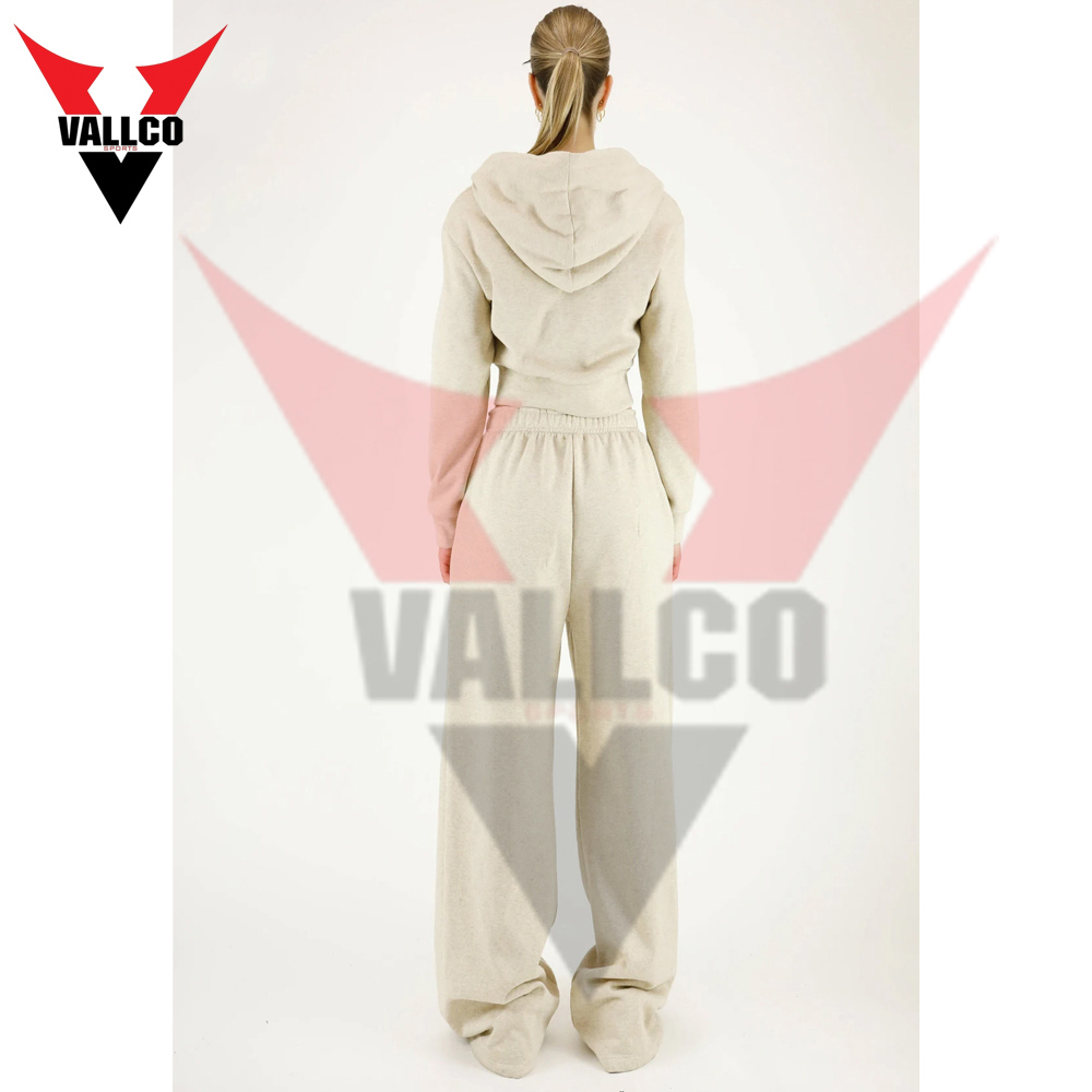 Women Premium Zip Up Cropped Classic Hoodie With Pant Outdoor Ladies Gym Crop Tracksuits - view 11
